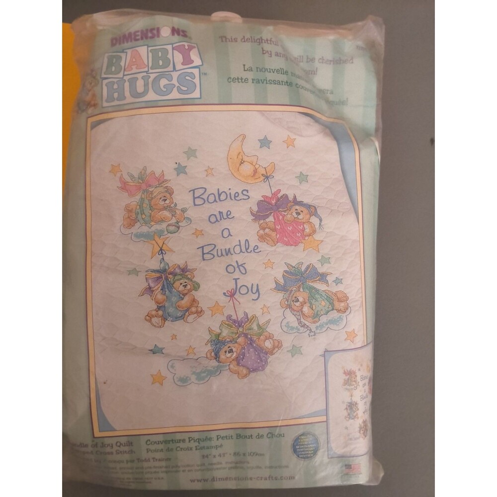 Vintage Dimensions Baby Hugs BUNDLE OF JOY Cross Stitch Quilt Kit 72775